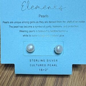 Grace Elements Cultured Pearl Sterling Silver Stud Earrings - White Pearl